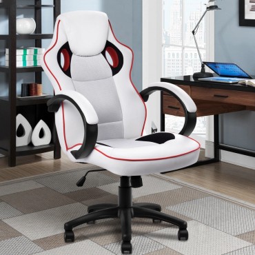 White Executive High-Back Racing Style Office Chair