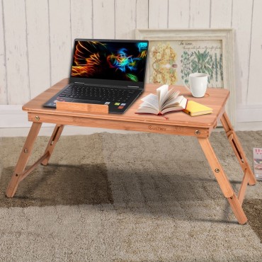 Portable Bamboo Laptop Desk Table With Drawer