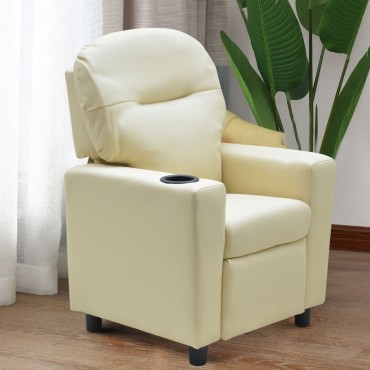 Kids Sofa Manual Recliner PU Ergonomic Lounge Chair