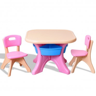 In/Outdoor 3-Piece Plastic Children Play Table And Chair Set