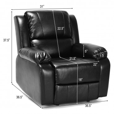 Manual Recliner PU Leather Padded Home Lounge Sofa