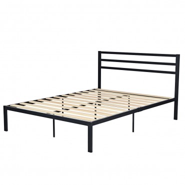 Queen Size Steel Bed Frame With Wooden Slat Support