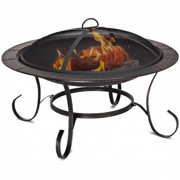 30 In. Outdoor Fire Pit BBQ Camping Firepit Heater