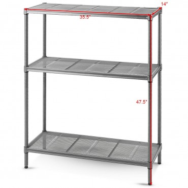59 In. Height Adjustable Storage Rack 4-Layer Heavy Duty Steel Mesh Shelf