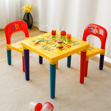 Letter Kids Table And Chairs Play Set Toddler Child Toy