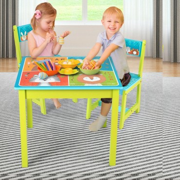 Kids Table And Chairs Set For Toddler Baby Furniture With Cartoon Pattern