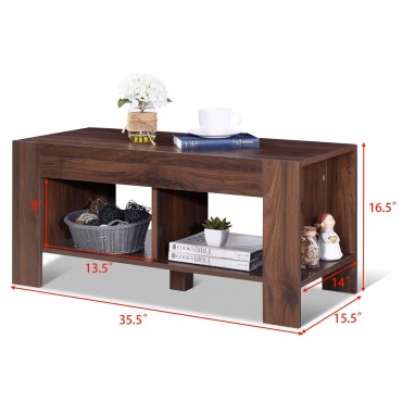 2-Tier Wood Coffee Table Sofa Side Table With Storage Shelf