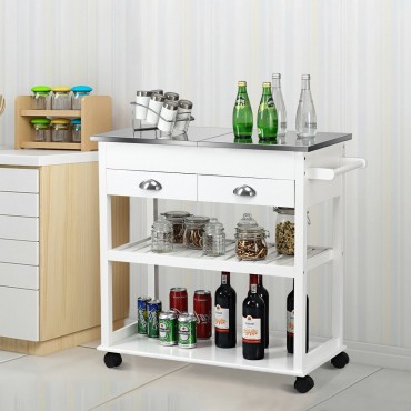 Rolling Kitchen Island Trolley Cart With White Drawer