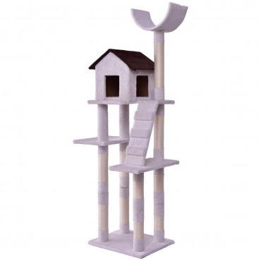 Condo Tower Scratching Posts Play House Cat Tree With Ladder