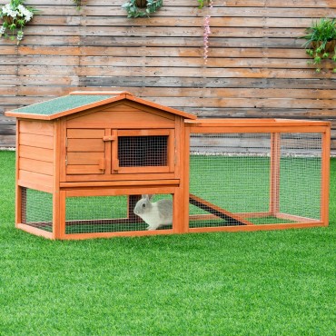 Two - Story Wooden Rabbit Hutch Pet House with Tray