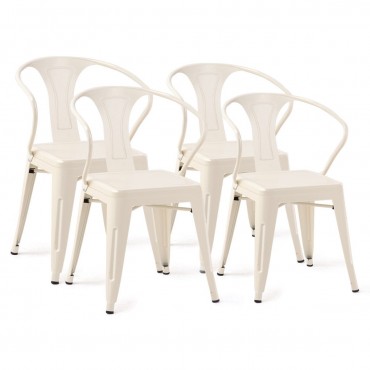 Set Of 4 Tolix Style Metal Chairs Arm Chairs