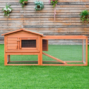 Two - Story Wooden Rabbit Hutch Pet House with Tray