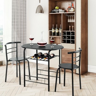 3 Pcs Home Kitchen Bistro Pub Dining Table 2 Chairs Set