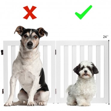 24 Inch. Folding Standing 2/3 Panels Wood Pet Fence - White