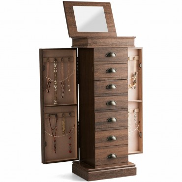 7 Drawers Chest Armoire Jewelry Cabinet With 2 Swing Doors