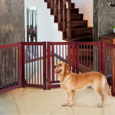 30 in. Configurable Folding Free Standing Wood Pet Safety Fence