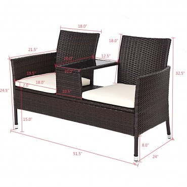 Outdoor Patio Rattan Cushioned Chat Set
