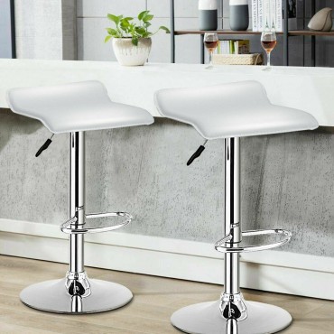 Set Of 2 Swivel Bar Stools Backless Dining Chair