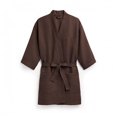 Women's Personalized Embroidered Waffle Spa Robe - Chocolate Brown
