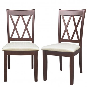Set Of 2 Armless High Back Fabric Upholstered Dining Chairs