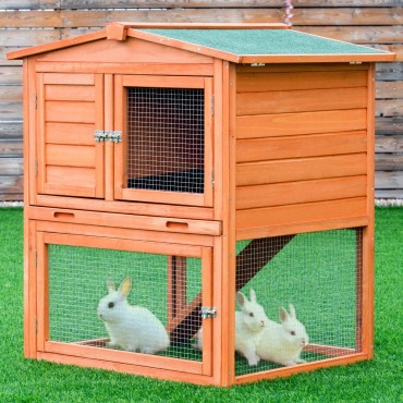 Wooden Rabbit Hutch Chicken Cage with Tray