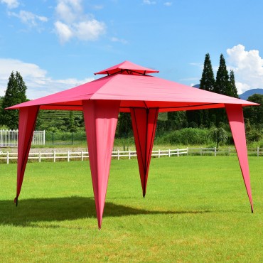 2-Tier 11 Ft. x 11 Ft. Patio Party Canopy Tent With Slant Legs