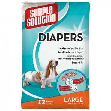 Simple Solution Diapers  - Large - 12 Count - Waist 18 in. - 22.5 in.