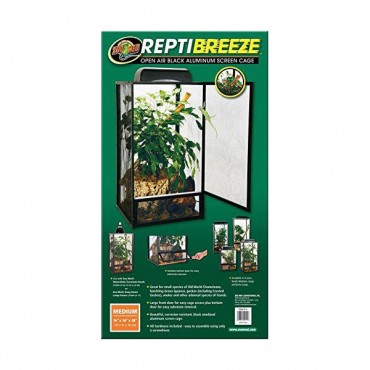 Zoo Med Reptibreeze Open Air Aluminum Screen Cage - Black - Large - 18 in. L x 18 in. W x 36 in. H