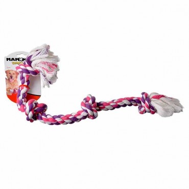 Flossy Chews Colored 4 Knot Tug Rope - Large - 22 in. Long - 2 Pieces
