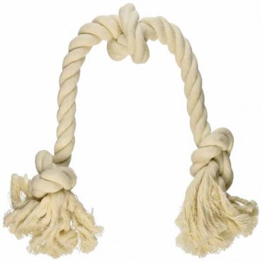 Flossy Chews 3 Knot Tug Toy Rope for Dogs - White - Large - 25 in. Long - 2 Pieces