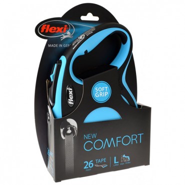 Flexi New Comfort Retractable Tape Leash - Blue - Large - 26 in. Tape - Pets up to 110 lbs