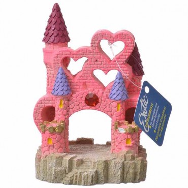 Exotic Environments Pink Heart Castle Aquarium Ornament - Large - 4.5 in. L x 4 in. W x 6.25 in. H