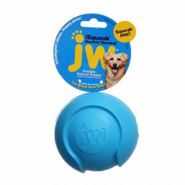 JW Pet iSqueak Bouncing Baseball Rubber Dog Toy - Medium - 4 in. Diameter - 3 Pieces