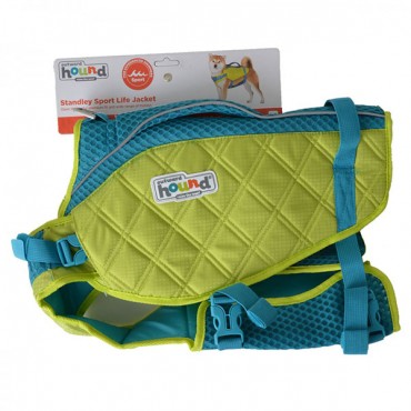 Outward Hound Standley Sport Life Jacket for Dogs - Green/Blue - Large - 55-85 lbs - 28 in. - 32 in. Girth