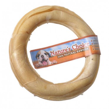 Loving Pets Nature's Choice Pressed Rawhide Donut - Large - 6 in. Diameter - 4 Pieces