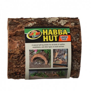 Zoo Med Habba Hut Natural Half Log with Bark Shelter - Large - 7 in. L x 7.5 in. W x 3.75 in. H