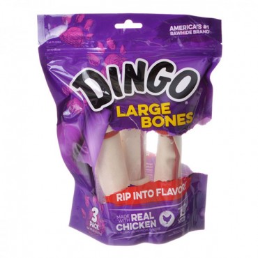 Dingo Meat in the Middle Rawhide Chew Bones - Large - 8.5 in. - 3 Pack