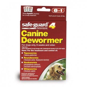 8 in 1 Pet Products Safe-Guard 4 Canine Dewormer - Large Dog - 3 x 4 Grams