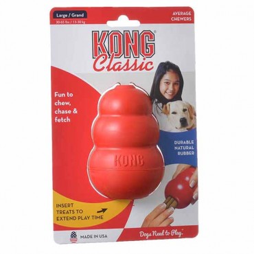 Kong Classic Dog Toy - Red - Large - Dogs 30-65 lbs - 4 in. Tall x 1 in. Diameter - 2 Pieces
