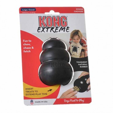 Kong Extreme Kong Dog Toy - Black - Large - Dogs 30-65 lbs - 4 in. Tall x 1 in. Diameter