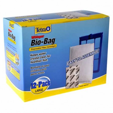 Tetra Bio-Bag Disposable Filter Cartridges - Large - For Whisper 20 in., 40 in., C, 20, 30, 40 and 60 Power Filters - 12 Pack