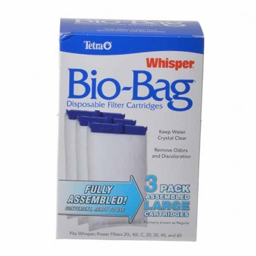 Tetra Bio-Bag Disposable Filter Cartridges - Large - For Whisper 20 in., 40 in., C, 20, 30, 40 and 60 Power Filters - 3 Pack - 2 Pieces