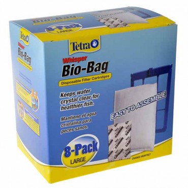 Tetra Bio-Bag Disposable Filter Cartridges - Large - For Whisper 20 in., 40 in., C, 20, 30, 40 and 60 Power Filters - 8 Pack