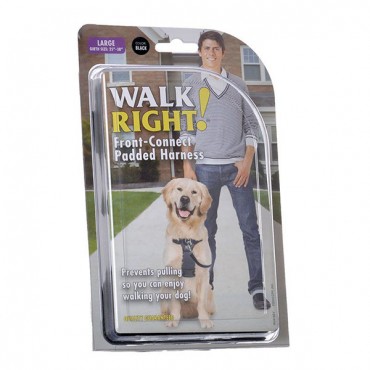 Coastal Pet Walk Right Padded Harness - Black - Large - Girth Size 26 in. - 38 in.