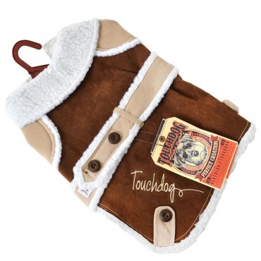 Touchdog Brown Sherpa Dog Coat - Large - 18 -20 Neck to Tail