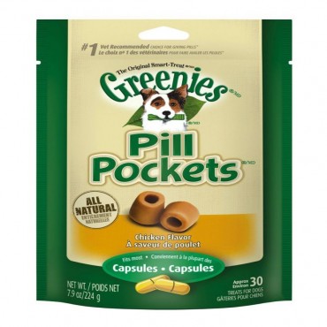 Greenies Pill Pocket Chicken Flavor Dog Treats-Large - 30 Treats Capsules -2 Pieces