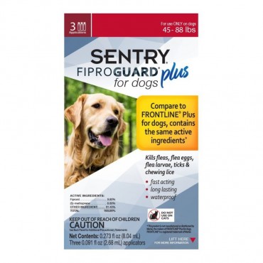 Sentry Fiproguard Plus IGR for Dogs and Puppies - Large - 3 Applications - Dogs 45-88 lbs