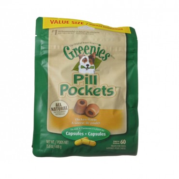 Greenies Pill Pocket Chicken Flavor Dog Treats-Large - 60 Treats - Capsules - 2 Pieces