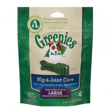 Greenies Hip and Joint Care Dental Dog Chews - Large - 6 oz 50-100 lb Dogs