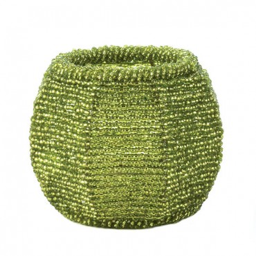 Lime Green Beaded Candle Holder